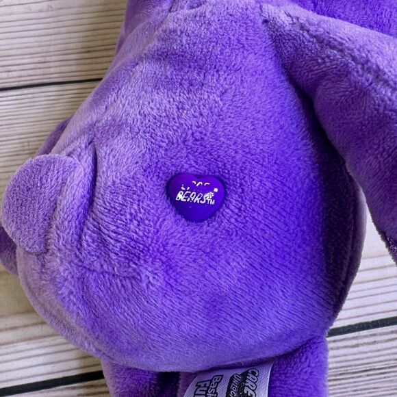 Care Bears SHARE BEAR Plush 10" Purple Winking 2021 Basic Fun Lollypop Hearts - Picture 12 of 15